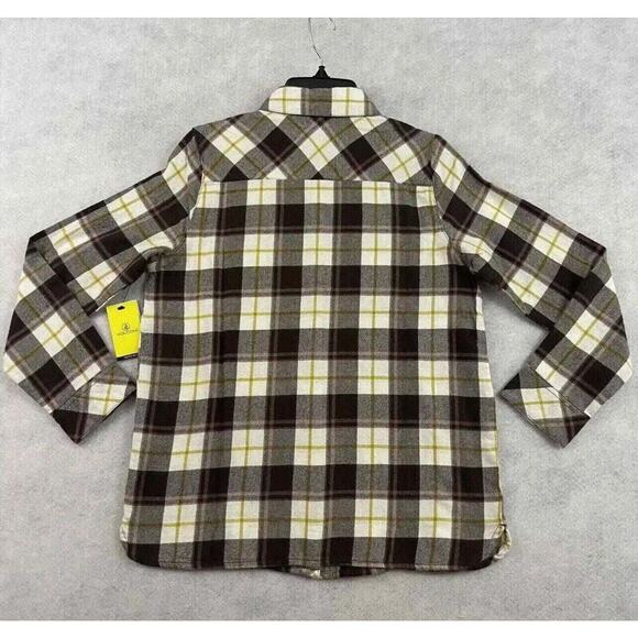 Volcom Flannel Shirt Girls Size 8/10 Espresso Plaid  Getting Rad Button Up NEW - Picture 4 of 16